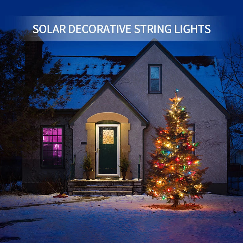 Leather LED Solar String Fairy Lights 100M Christmas Lights Waterproof Outdoor Garland High-Power Solar Lamp For Garden Decor