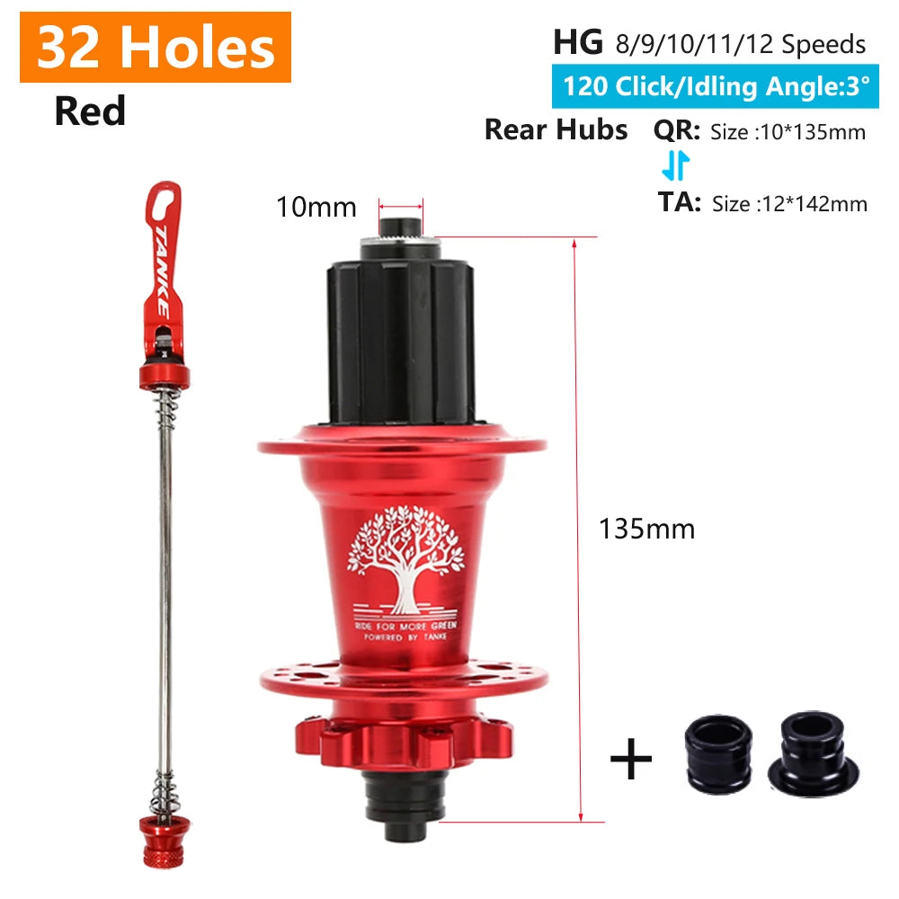 TANKE 120 Click Hub 6 Bearing MTB Mountain Bike Hub Front Rear 28 32 36 Holes QR Thru-axle Exchange Disc Brake Bicycle Hubs HG