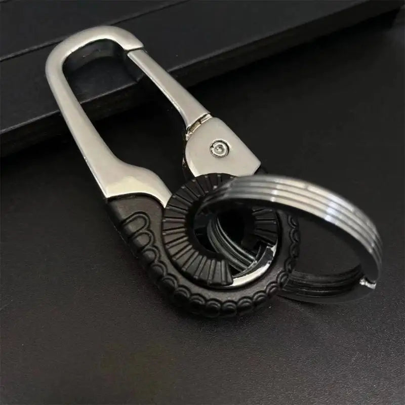 Men Keychain Hook Outdoor Carabiner Double Rings Keyring Making Accessories Alloy Texture for Climbing and Fishing