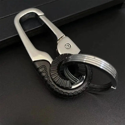 Men Keychain Hook Outdoor Carabiner Double Rings Keyring Making Accessories Alloy Texture for Climbing and Fishing