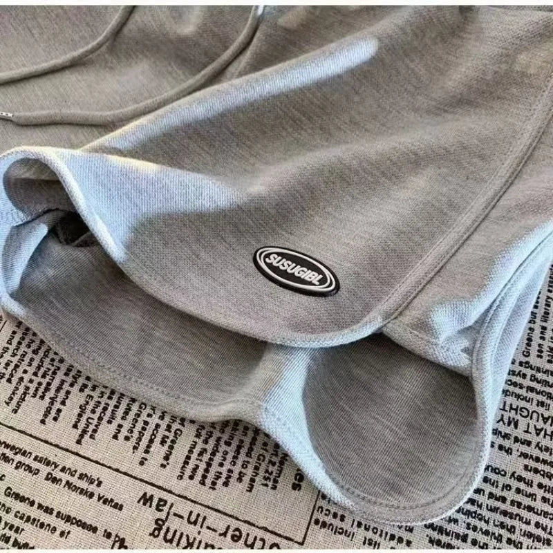 Women Casual Drawstring Sports Shorts Summer Thin High Waist Yoga A-line Shorts Loose Women Running Straight Trousers