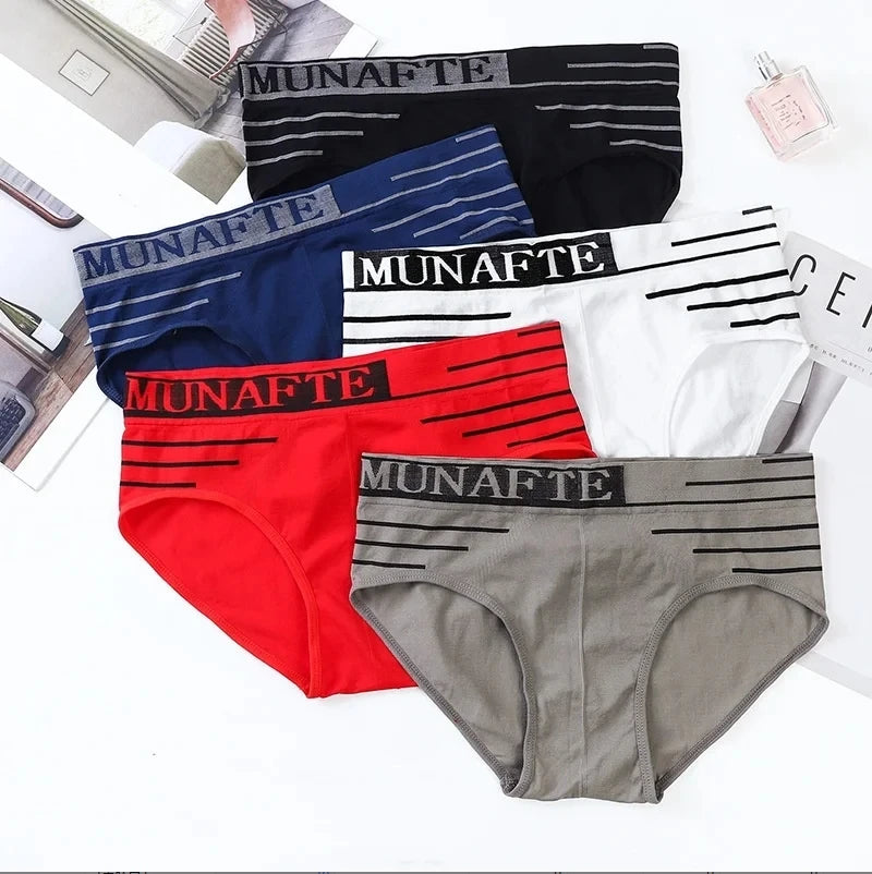 5 PCs Men's High Elastic Plain Color Comfortable Boxer Briefs Panties Breathable Pantyhose