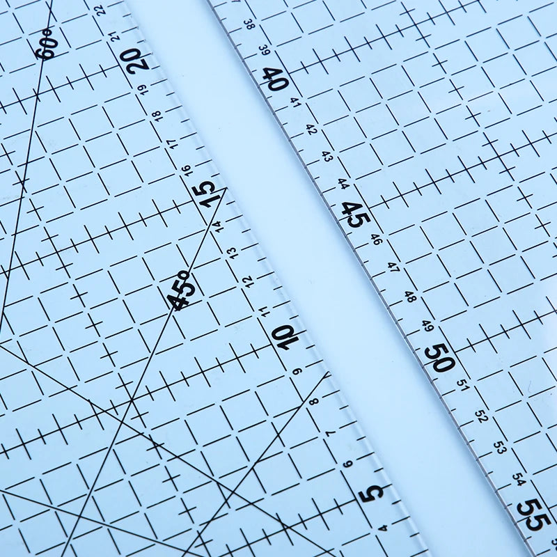مسطرة ترقيع شفافة متعددة الأحجام من الأكريليك، مسطرة رسم، أدوات خياطة وقياس للمكتب والمدرسة