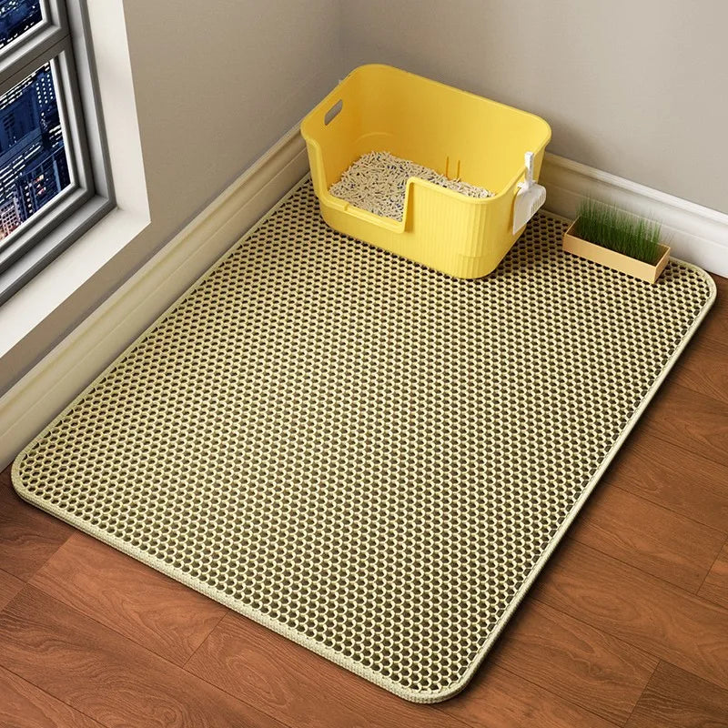 Large Waterproof Double Layer Cat Litter Mat Non-Slip Washable Pet Litter Box Mat Durable Sand Trapper Easy Clean Cat Toilet Mat