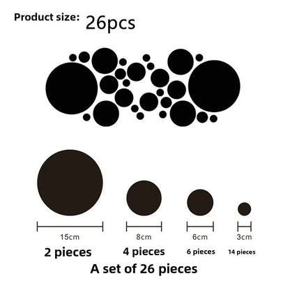 26PCs 3D Acrylic Mirror Wall Stickers Set round Adhesive Reflective Decorative Panel for Living Room Bedroom TV Background Decor
