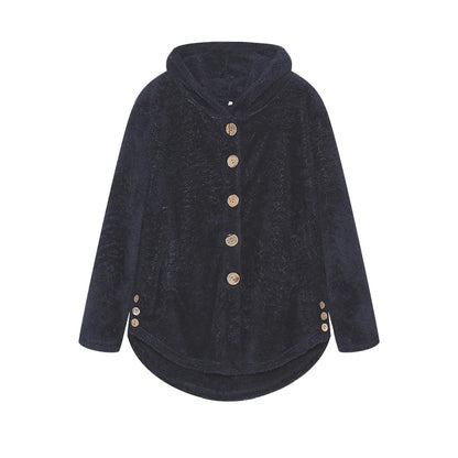 Fashion Trend Autumn and Winter Press-pleated Printed Turn-collar Long-sleeved Shirt Two-piece Furry Coat