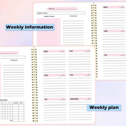 A5 Weekly Planner Coil Daily Planner Simple Stylish Portable Notebook for Study School Office Note-taking Budget Monthly Planner