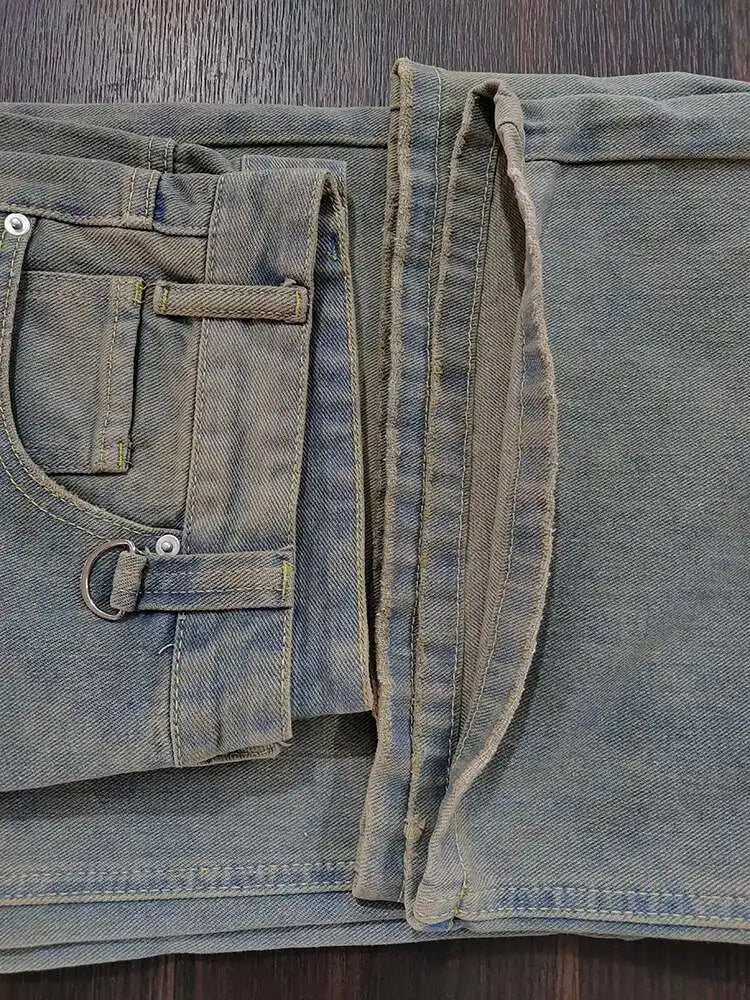 IEFB 2024 Autumn Men Denim Pants Straight Droop Vintage Loose Bottom Straight Wide Leg Casual Male Trousers Korean Style 9C1519