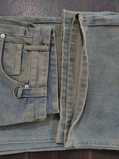 IEFB 2024 Autumn Men Denim Pants Straight Droop Vintage Loose Bottom Straight Wide Leg Casual Male Trousers Korean Style 9C1519