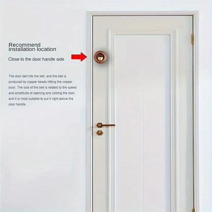 1pc Brass Doorbell Reminder Wind Chime With Magnetic Suction, C-Shaped Gift For Housewarming, Home Decoration, Car Decoration