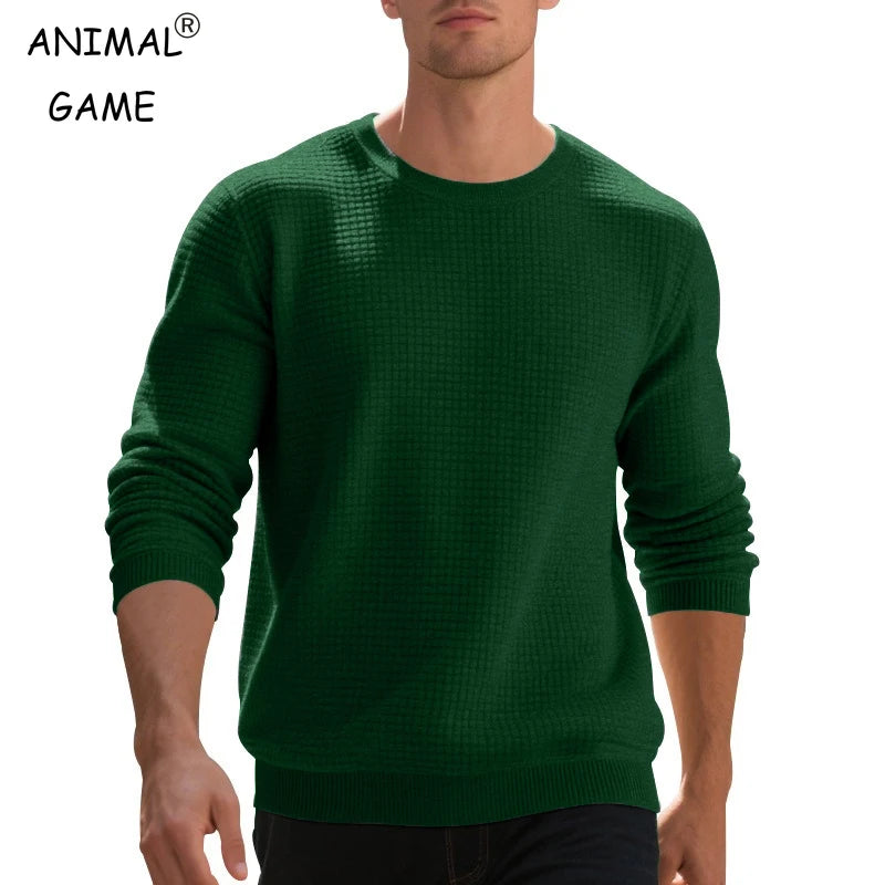 Animal Game Men's Crew Neck Sweatshirts Solid Color Large Pullover Outerwear Outdoor Jogging Tops Casual Streetwear Basic Top