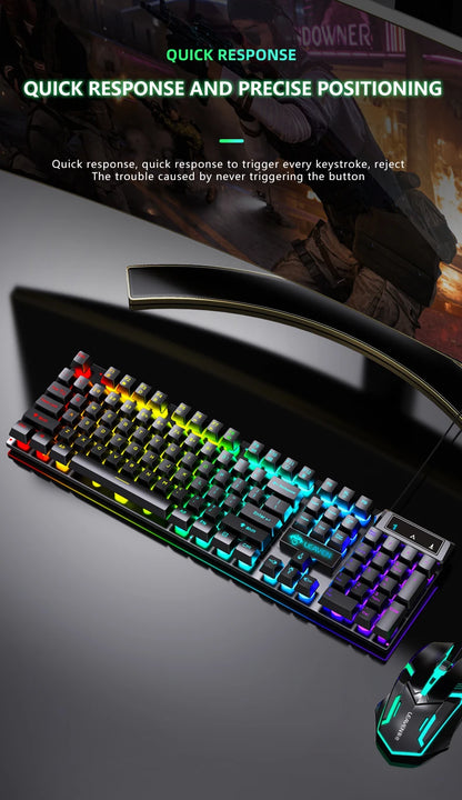 Computer Gaming Keyboard And Mouse Set USB Wired Backlight PC Keyboard Mouse Combos