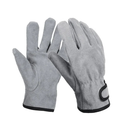 Leather Fire Resistant Heat Resistant Gloves Outdoor Barbecue Heat Resistant Wear Resistant Cooking Oven Gloves Two Layer