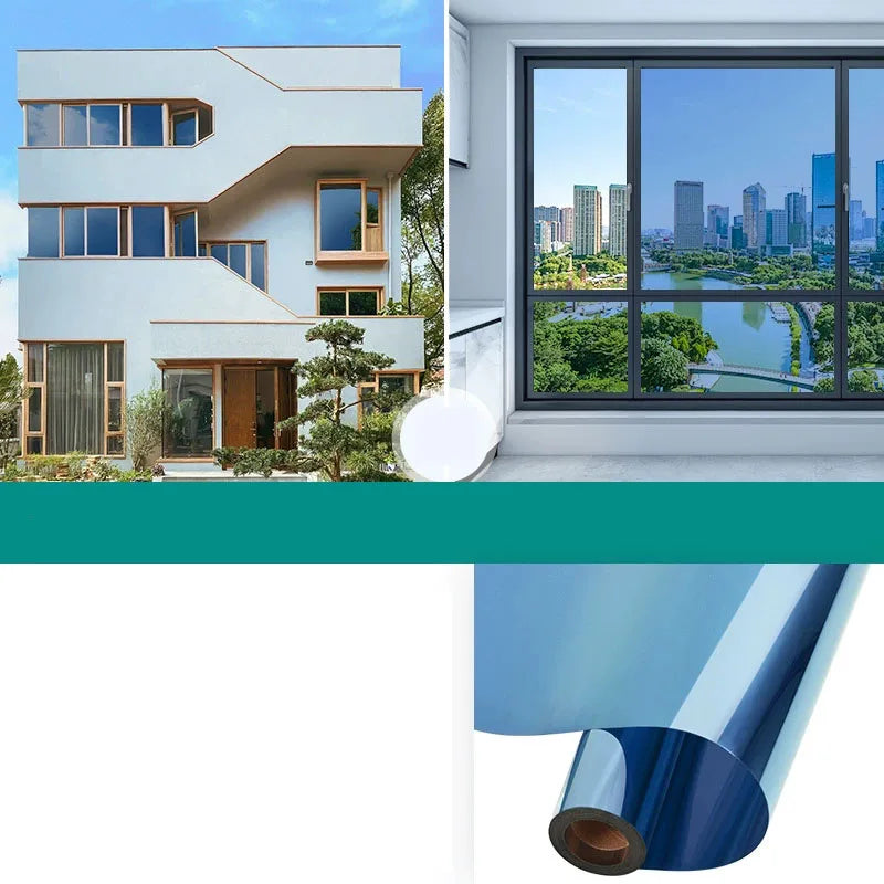 Unidirectional mirror window film protection insulation glass film privacy home window balcony sunscreen sticker