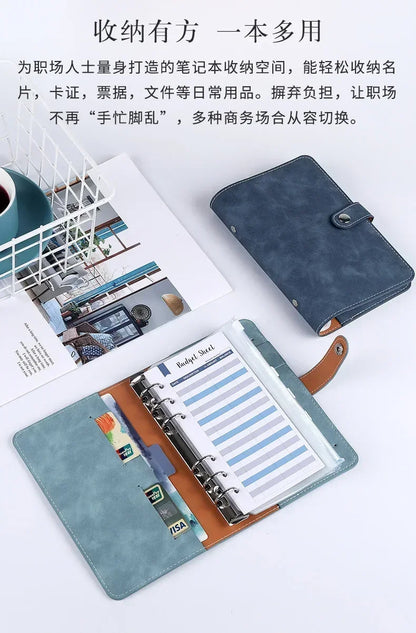 A6 Budget Binder Planner Notebook Cover PU Loose-leaf Handbook 6 Holes Binder Diary Agenda Paper Cover School Stationery