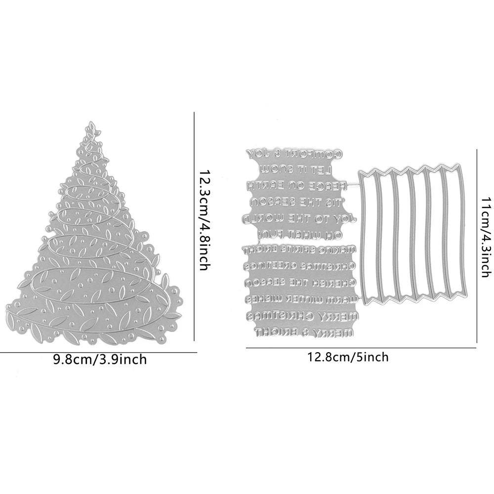 Christmas Tree And Sentiment Words Metal Cutting Dies For DIY Card Making Scrapbooking Photo Album Crafting Supplies Template