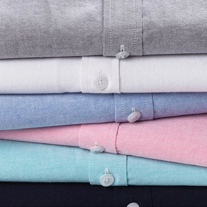 100% Pure Cotton Oxford Shirt For Men’s Short Sleeve Solid Stripe Leisure Embroidered Horse Social Business Formal Dress Shirts