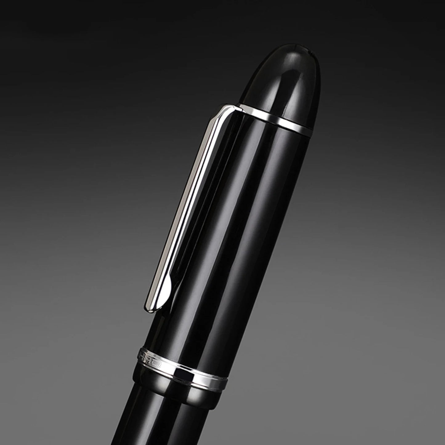 JinHao X159 Acrylic Black Fountain Pen Metal Clip Extended Fine Nib F 0.5mm for business office and school stationery gifts