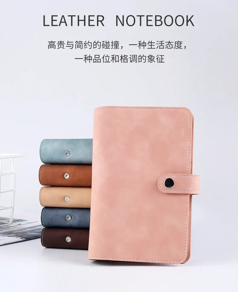 A6 Budget Binder Planner Notebook Cover PU Loose-leaf Handbook 6 Holes Binder Diary Agenda Paper Cover School Stationery