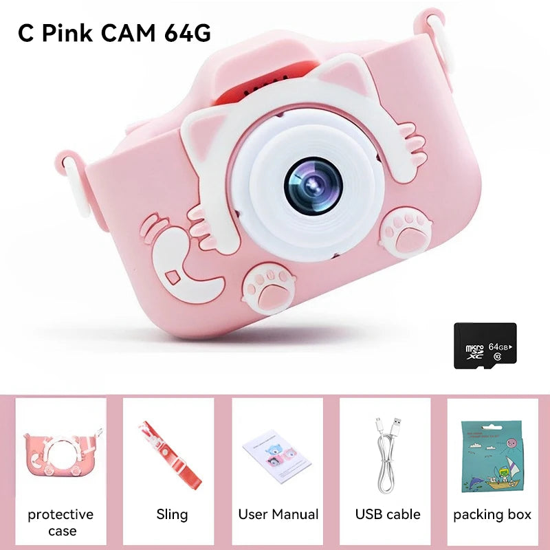 Summer Children Camera 1080P HD Toddler Digital Video Camera 2.0-inch Kids Camera with Silicone Cases Toys for Christmas Gifts