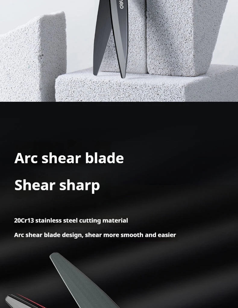 Deli-Stainless Steel Anti-Stick Scissors, Alloy Stationery, School Supplies, Office, Student, DIY, Hand Craft, 184mm