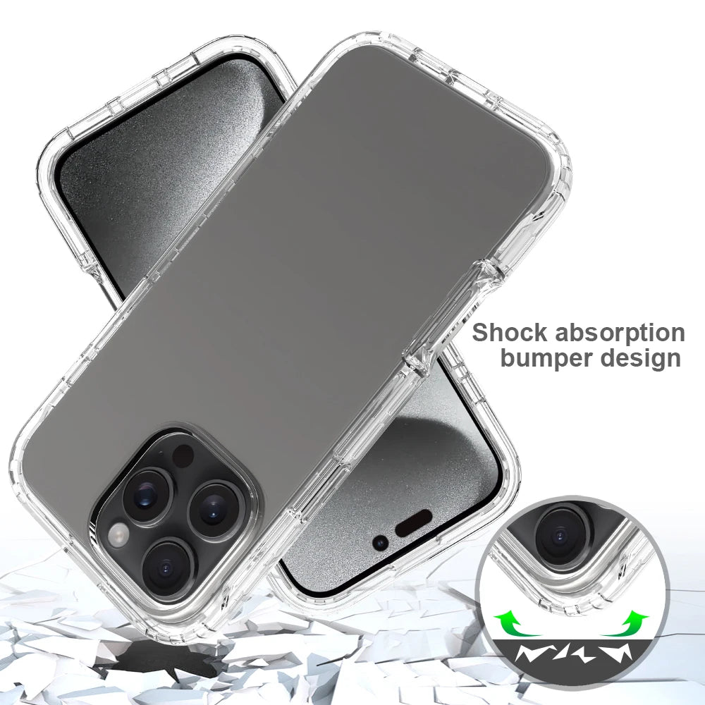 Full Coverage Case for iPhone 16 Pro Max iPhone16 16Plus 16Pro Funda Transparent TPU/PC 360 Degree Armor Shockproof Phone Cover