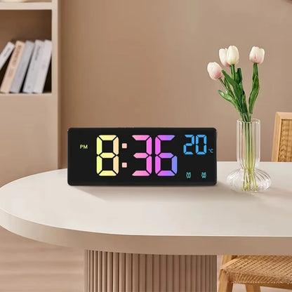 Colorful Digital Alarm Clock - Voice Control，Temperature Display Date，Dual Alarm Clock，Snooze，Night Light Mode，12/24Hour SystemL