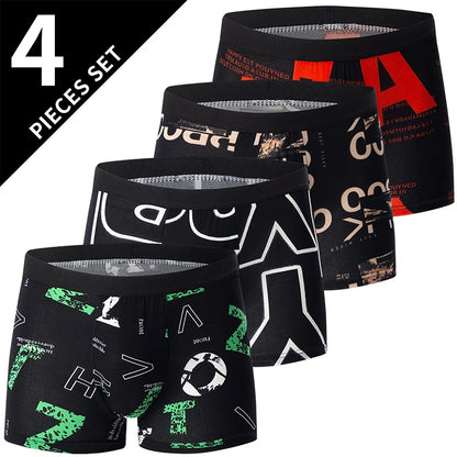 4/10 Pack Teenagers To Adults Parent-child Boyshort Simple Fashion Multi-size Shorts Men's Comfortable Underwear Elastic Waist P