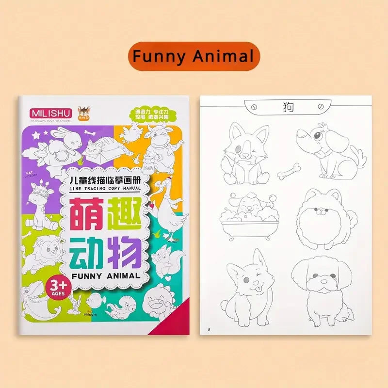 Children Drawing Line Tracing Book Toddler Pen Writing Control Practice Manual Cartoon Sketch Montessori Coloring Book Kids Toy