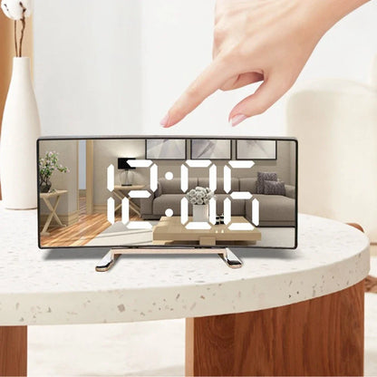 LED Curved Screen Luminous Electronic Clock Mirror Clock Living Room Large Screen Alarm Clock Home Decoration