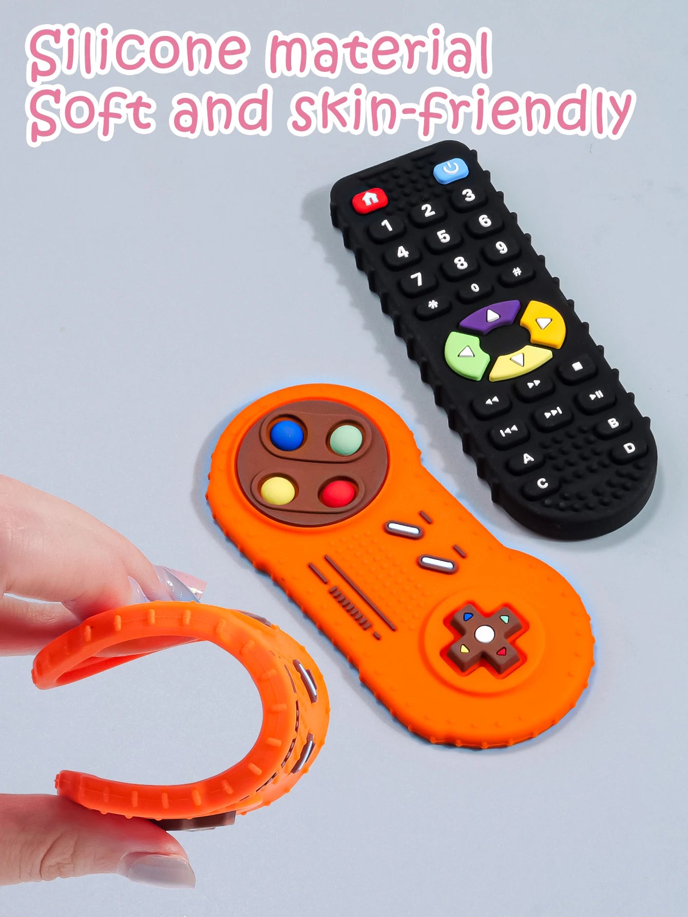 Baby Silicone Teether Toys BPA Free Remote Control Shape Teether Rodent Gum Pain Relief Teething Toy Kids Sensory Educational