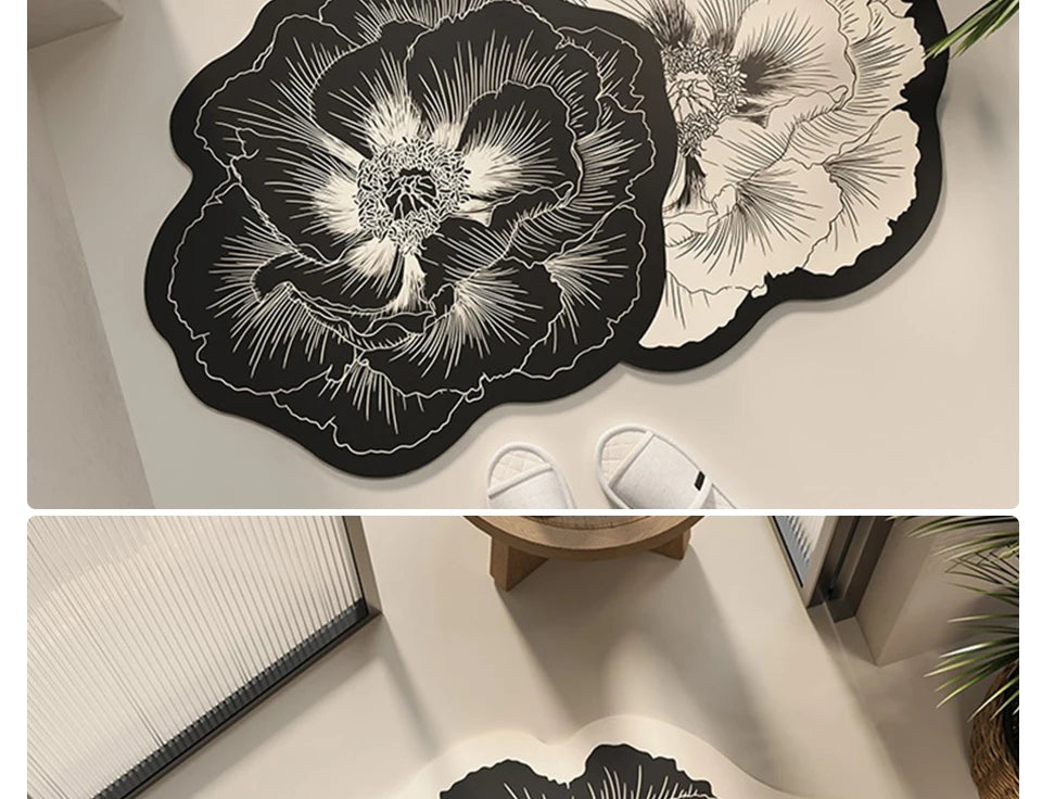 Bathroom Floor Mat Water-absorbing Non-slip Dirt-resistant Carpet Flower Diatom Mud Special-shaped Rug Door Home Decoration Mats