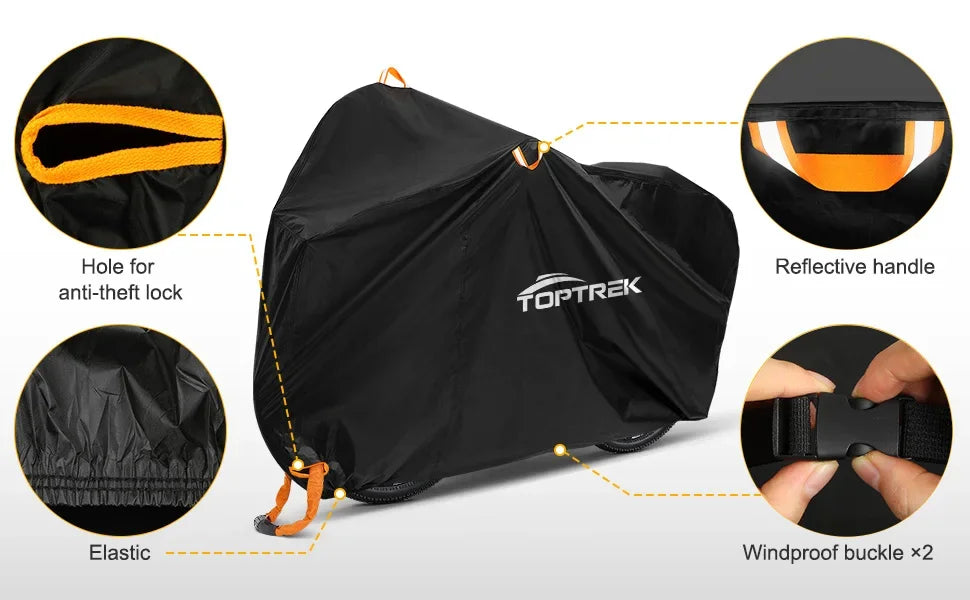 Toptrek Bike Cover Outdoor Storage Waterproof Anti-UV 210D Oxford High Quality Covers for Bicycles Rain Snow Dust Protective