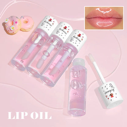 Water-gloss lip oil, honey-colored lip oil, moisturizing and hydrating lip gloss, reducing lip lines, water-gloss lip makeup