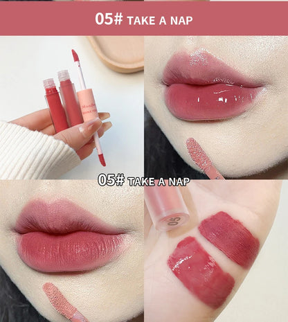 Double headed Lip Glaze Long lasting Matte Waterproof and Sweatproof Lipstick Sexy Lip Makeup for Daily Use