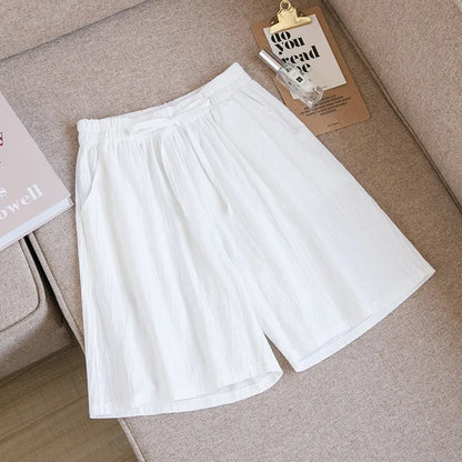 2024 Women Cotton Shorts,Summer Casual Solid Two Pockets shorts high waist loose shorts for girls Soft Cool female shorts