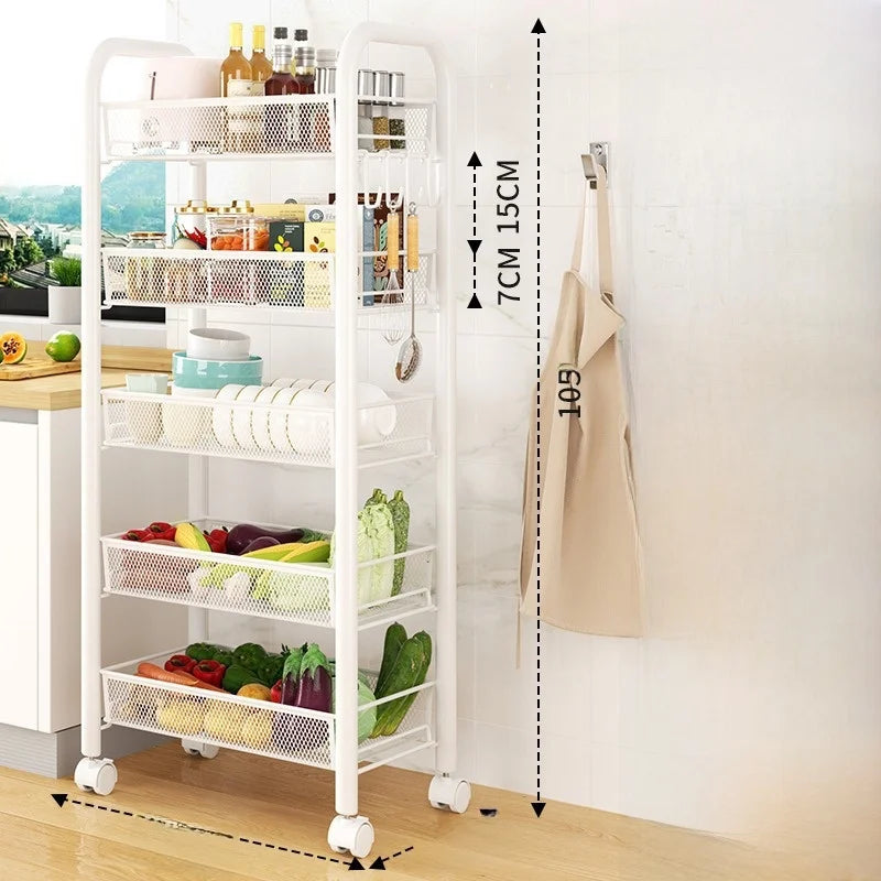 Kitchen Storage Ra Doorstep Drop off Mobile Cart Standalone Floor-Mounted Multi-Functional Organizer for Cooking Utensils
