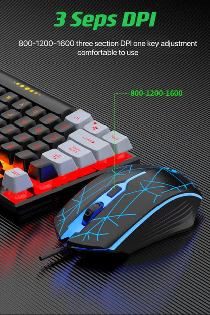 Wired Keyboard And Mouse Set Usb Luminous Mechanical Keyboard And Mouse Set For PC Laptop Computer Game Office