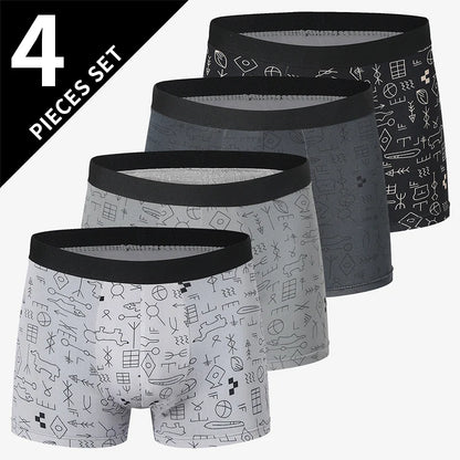 4 Pack Europe and America Size MEN'S Solid Color Sexy Boxer Underwear Antibacterial Breathable plus Size MEN'S Shorts Underwear