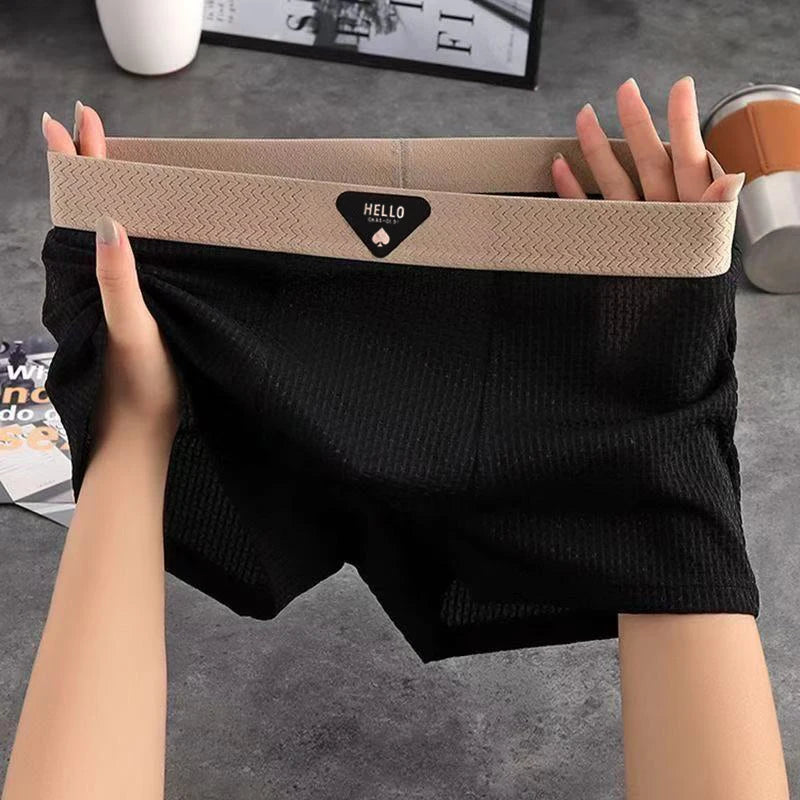 1pcs Men's Boxer Shorts Ice Silk Underwear Plus Size Underpants Breathable Sexy Slim Panties Air-conditioned Lingerie Wholesale