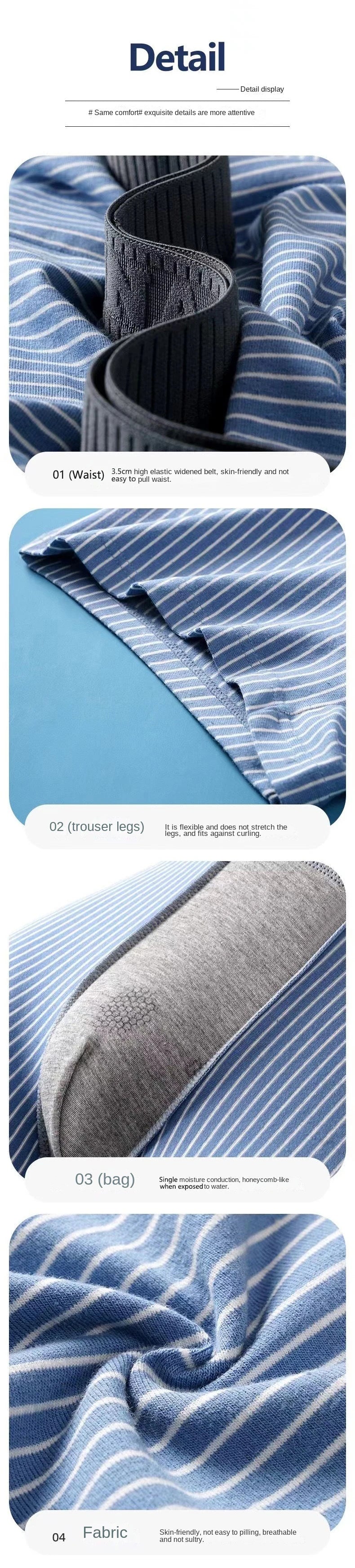 1Pcs Boxer Shorts Men's Underwear Sexy Panties Cotton Striped Man Underpants Male Boxers Homme U Convex Lingerie Free Shipping