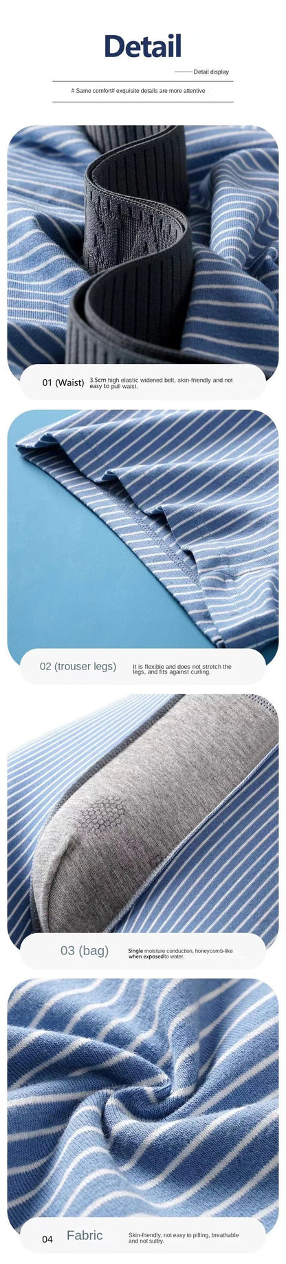 1Pcs Boxer Shorts Men's Underwear Sexy Panties Cotton Striped Man Underpants Male Boxers Homme U Convex Lingerie Free Shipping