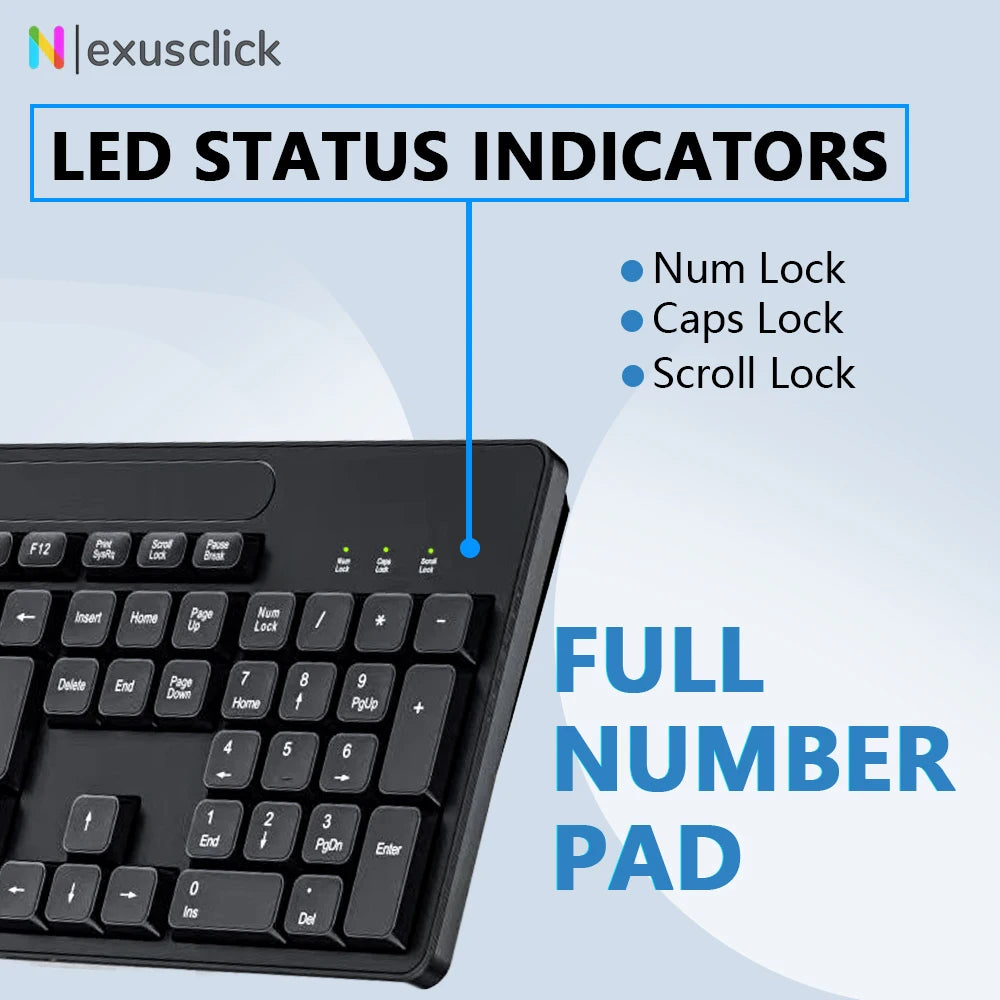 English Keyboard Mouse USB Wired Desktop Computer Keyboard Ergonomic Design Keyboard for Office Home PC Laptop Desktop