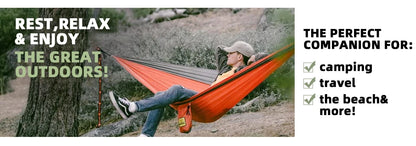 Outdoor Camping Hammock Portable Hammock Single or Double Hammock Camping Accessories Indoor Garden Yard Hammock Swing Travel