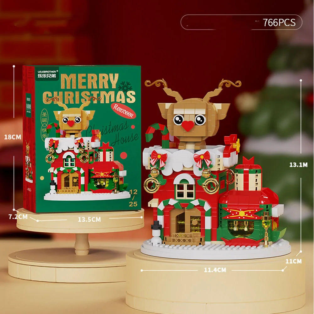 Christmas Gifts Micro Building Block Series Santa Claus Reindeer Puzzle Assembling Bricks Table Decoration Toys Children Kids