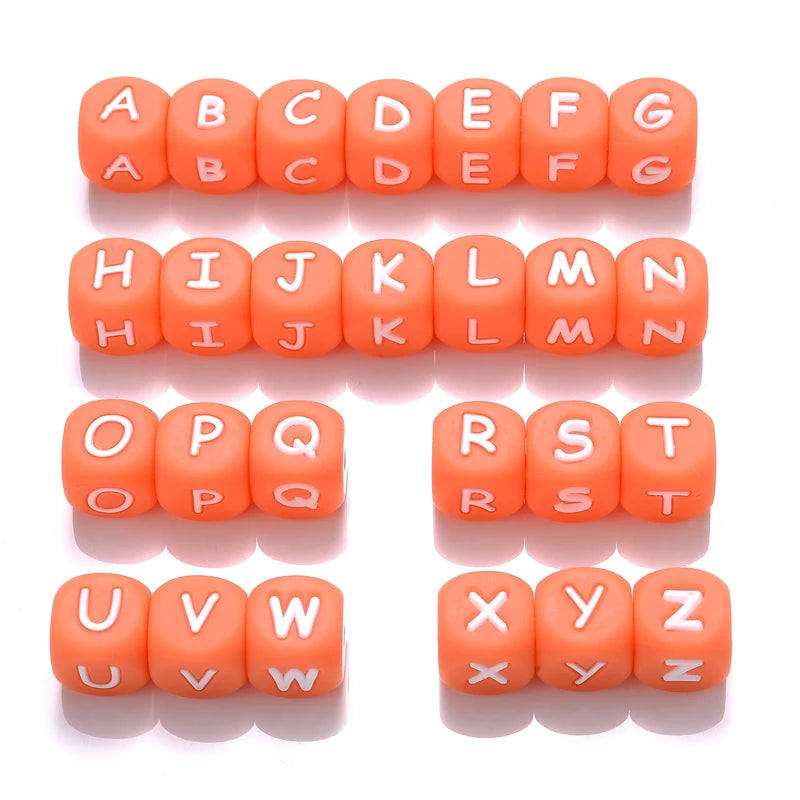 Clearance_12mm 26Pcs Silicone Letter Beads 15 Colors Colorful Alphabet Silicone Chewing Bead for Pacifier Clip Chain Not Choose