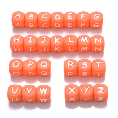 Clearance_12mm 26Pcs Silicone Letter Beads 15 Colors Colorful Alphabet Silicone Chewing Bead for Pacifier Clip Chain Not Choose