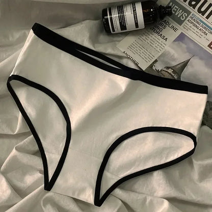 Sports Cool Style Minimalist Girls' Underwear Mid Waist Japanese White Black Cotton Women's Triangle Стринги Женские
