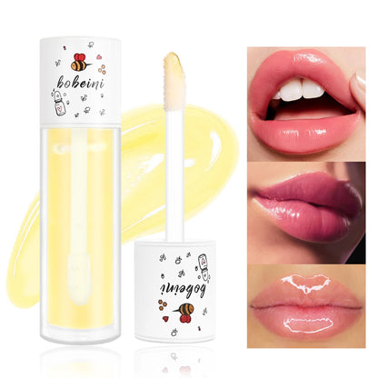 Water-gloss lip oil, honey-colored lip oil, moisturizing and hydrating lip gloss, reducing lip lines, water-gloss lip makeup