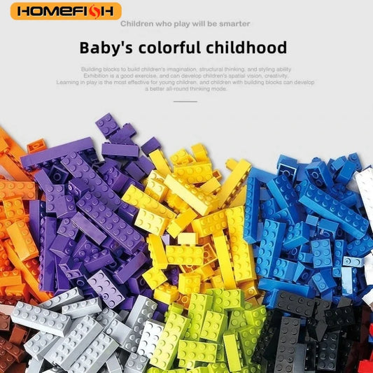 HOMEFISH 1000 DIY creative building blocks bulk set Urban Classic building Assembled birthday gift children's educational toys